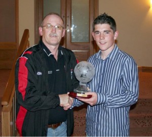 Ronan recieving one of his many awards at Iorras Aontaithe from Chairman Tom Reilly 